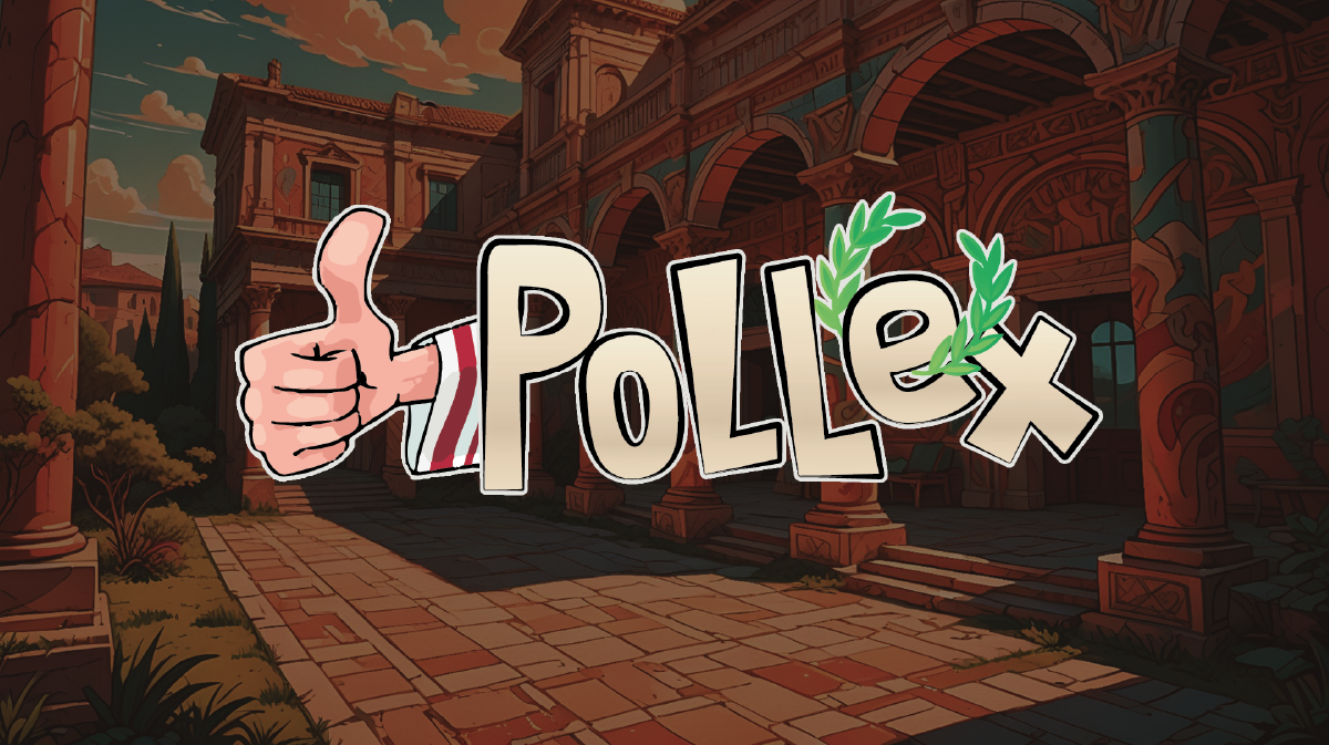 Pollex logo on a Rome background